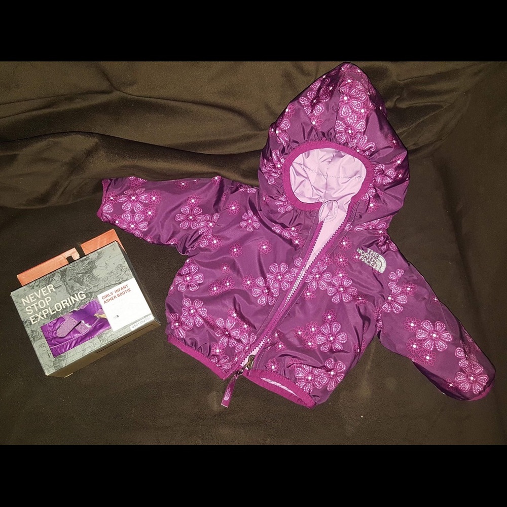 The North Face infant reversible coat & boots 0-3M